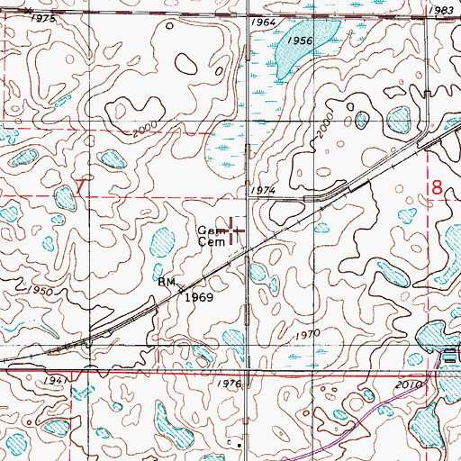 Topographic Map of Gem Cemetery, ND