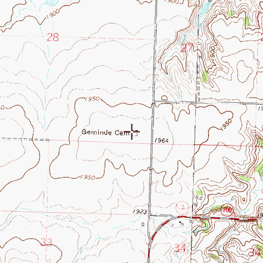 Topographic Map of Luther Geminde Cemetery, ND