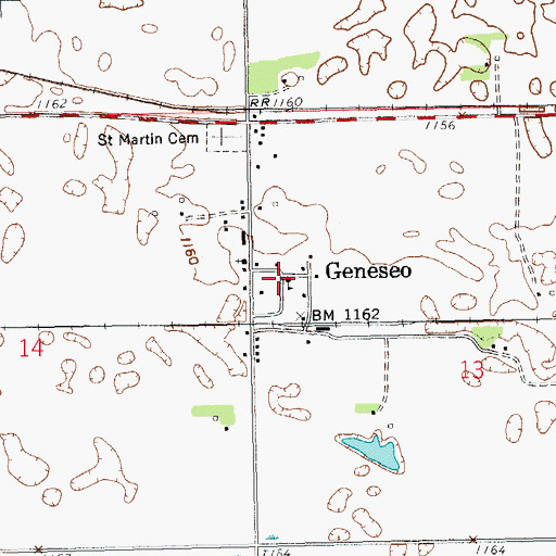 Topographic Map of Geneseo, ND