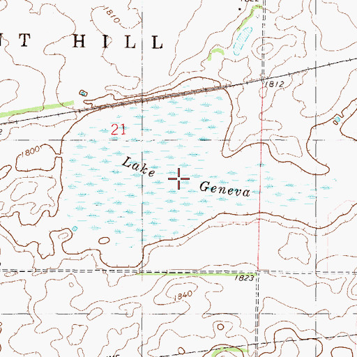 Topographic Map of Lake Geneva, ND