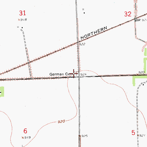 Topographic Map of Immanuel German Lutheran Cemetery, ND