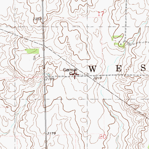 Topographic Map of German Cemetery, ND