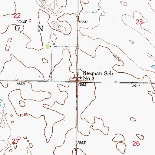 Topographic Map of German School, ND