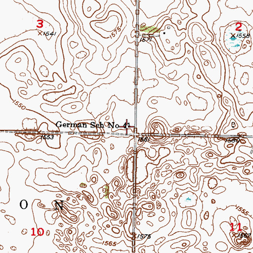 Topographic Map of German School Number 4, ND
