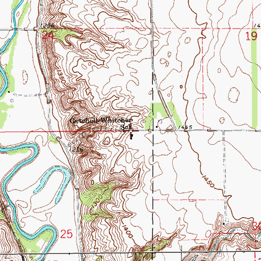 Topographic Map of Getchell Whitcher School, ND