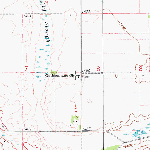 Topographic Map of Gethsemane Church, ND