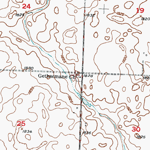 Topographic Map of Gethsemane Church, ND
