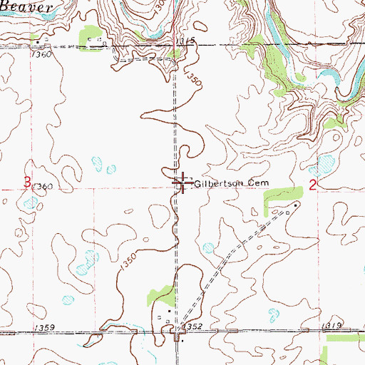 Topographic Map of Gilbertson Cemetery, ND