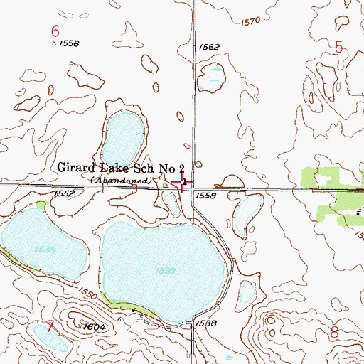 Topographic Map of Girard School Number 2, ND