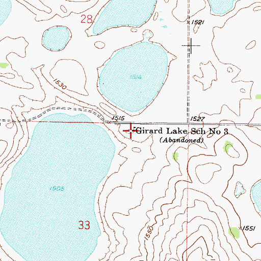 Topographic Map of Girard School Number 3, ND