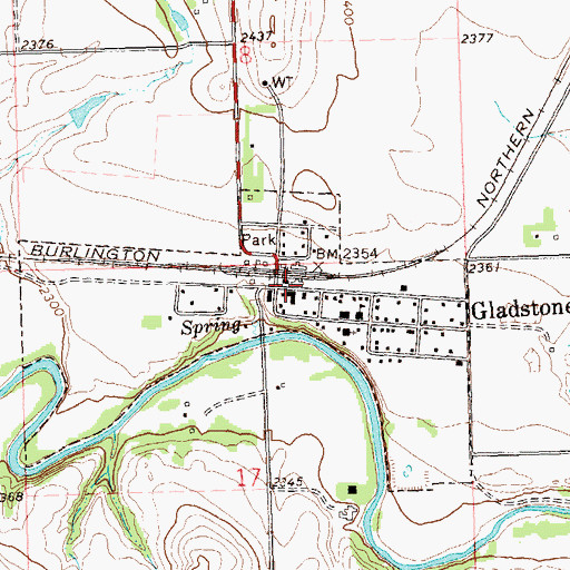 Topographic Map of Gladstone, ND