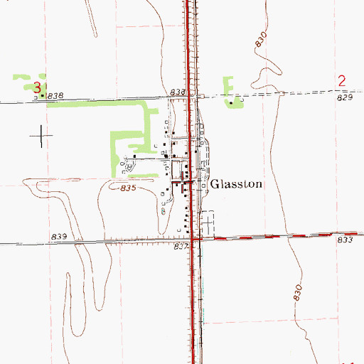 Topographic Map of Glasston, ND