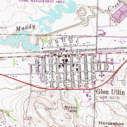 Topographic Map of Glen Ullin, ND