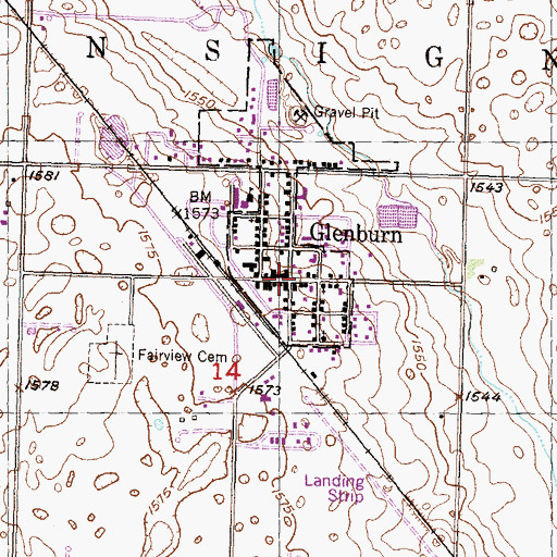 Topographic Map of Glenburn, ND