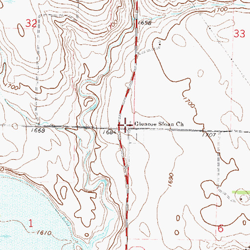 Topographic Map of Glencoe Sloan Church, ND