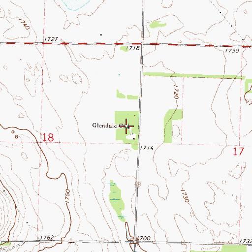 Topographic Map of Glendale Church, ND