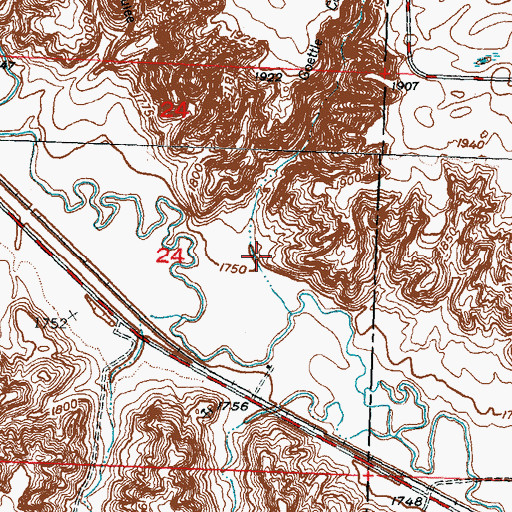 Topographic Map of Goettle Coulee, ND