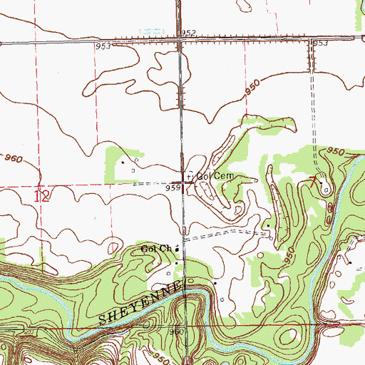 Topographic Map of Gol Cemetery, ND