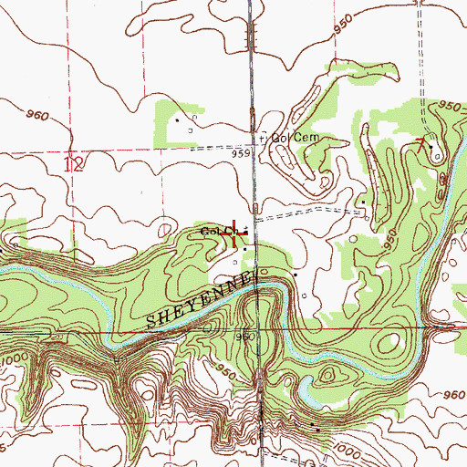 Topographic Map of Gol Church, ND