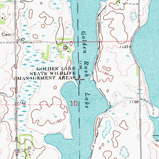 Topographic Map of Golden Rush Lake, ND