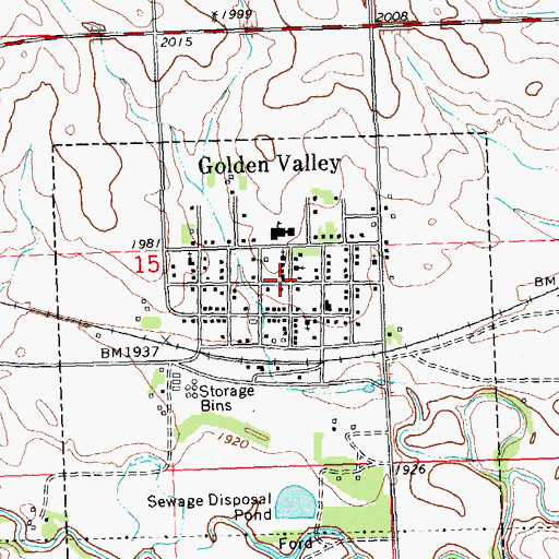 Topographic Map of Golden Valley, ND