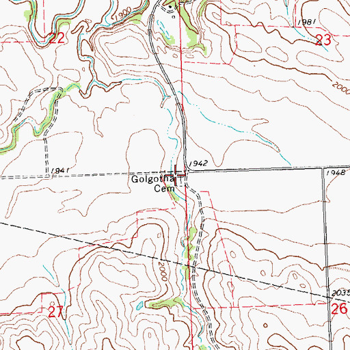 Topographic Map of Golgotha Cemetery, ND