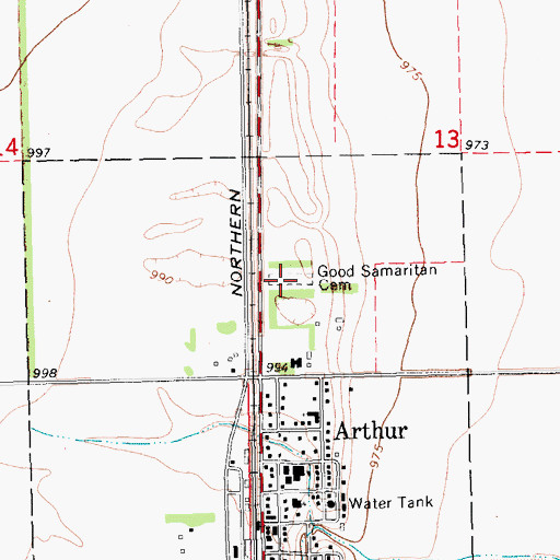 Topographic Map of Good Samaritan Cemetery, ND