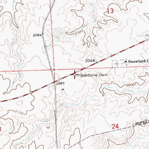 Topographic Map of Goodbird Cemetery, ND