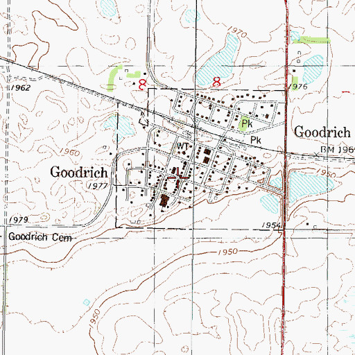 Topographic Map of Goodrich, ND