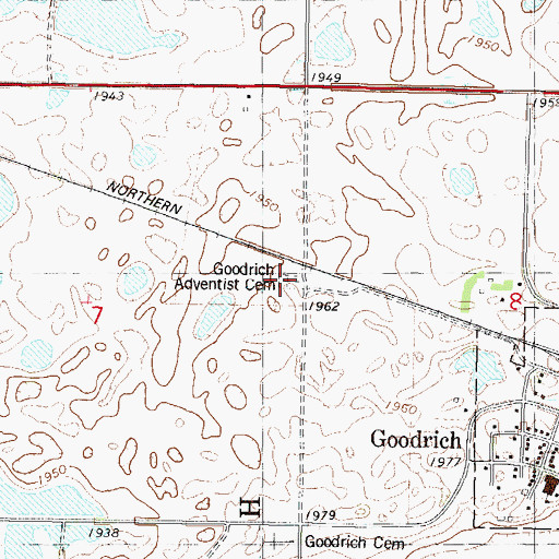 Topographic Map of Goodrich Adventist Cemetery, ND