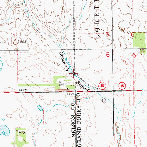 Topographic Map of Goose Creek, ND