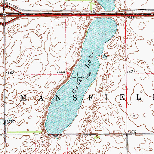Topographic Map of Goose Lake, ND