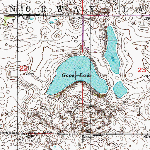 Topographic Map of Goose Lake, ND