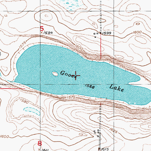 Topographic Map of Goose Lake, ND