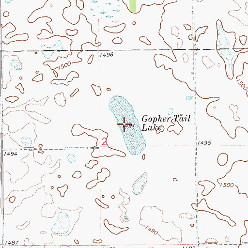 Topographic Map of Gopher Tail Lake, ND