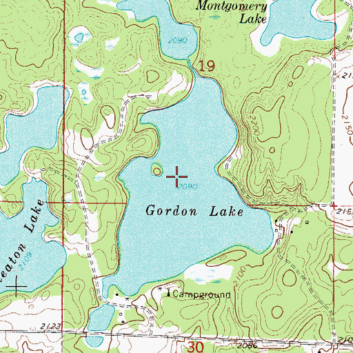 Topographic Map of Gordon Lake, ND
