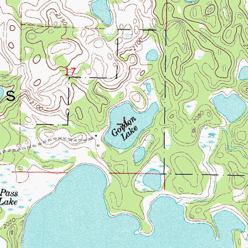 Topographic Map of Gordon Lake, ND