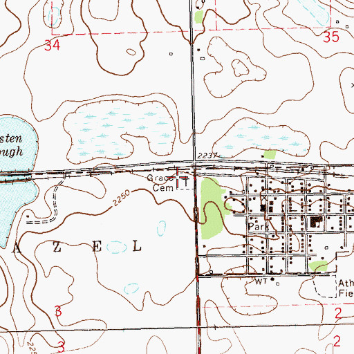 Topographic Map of Grace Cemetery, ND