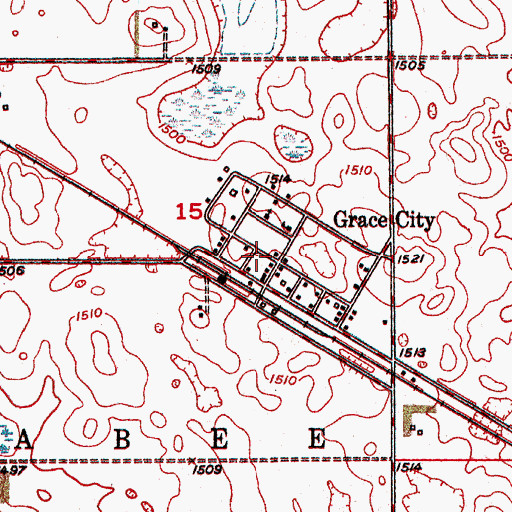 Topographic Map of Grace City, ND
