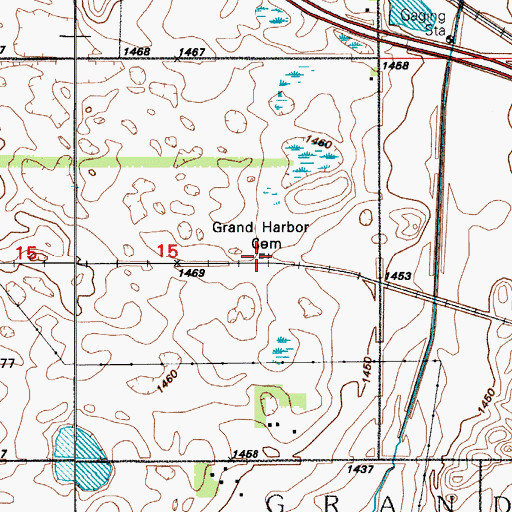 Topographic Map of Grand Harbor Cemetery, ND