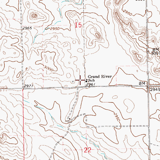 Topographic Map of Grand River School, ND
