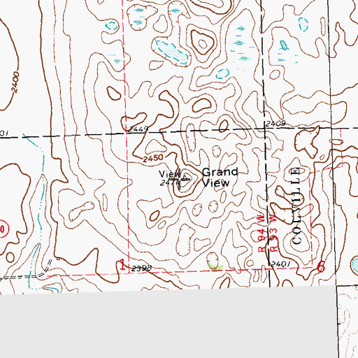 Topographic Map of Grand View, ND