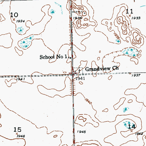 Topographic Map of Grandview Church, ND