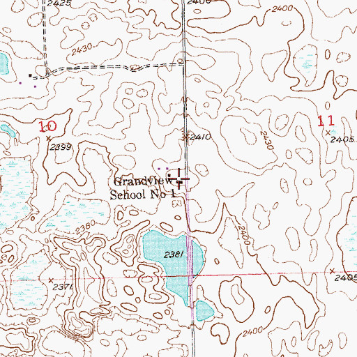 Topographic Map of Grandview School Number 1, ND