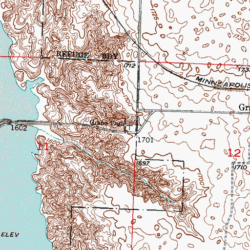 Topographic Map of Grano Cemetery, ND