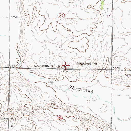 Topographic Map of Gransville School Number 4, ND