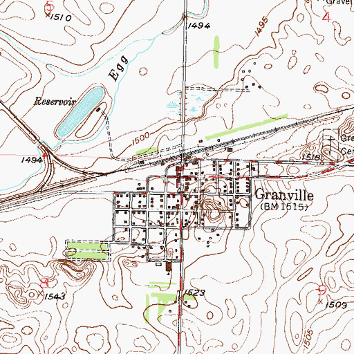 Topographic Map of Granville, ND