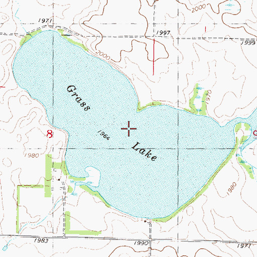 Topographic Map of Grass Lake, ND
