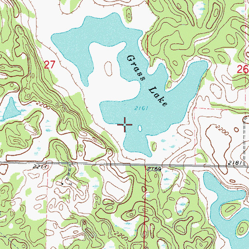 Topographic Map of Grass Lake, ND