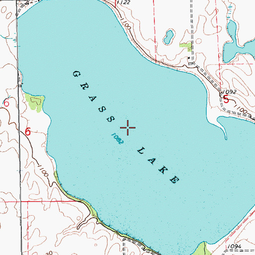 Topographic Map of Grass Lake, ND